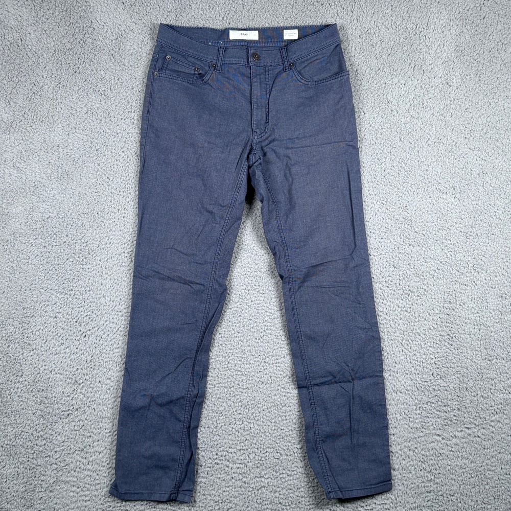 Brax Feel Good Cooper Fancy Regular Fit Pants Mens 30x30 Blue Textured - Picture 3 of 8
